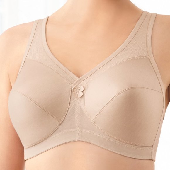 Glamorise Bra 50B Full-Figure Active Support Magic Lift Cotton Blend Nude NEW - Picture 9 of 17